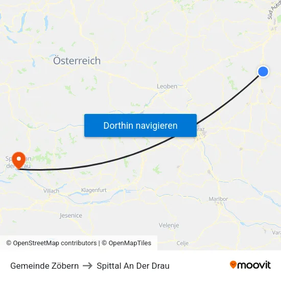 Gemeinde Zöbern to Spittal An Der Drau map