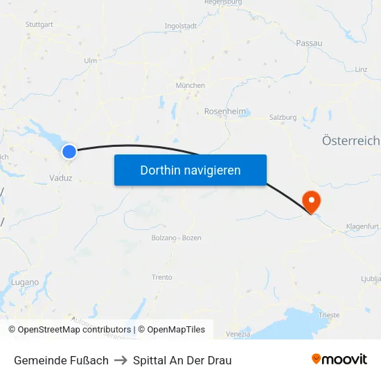 Gemeinde Fußach to Spittal An Der Drau map