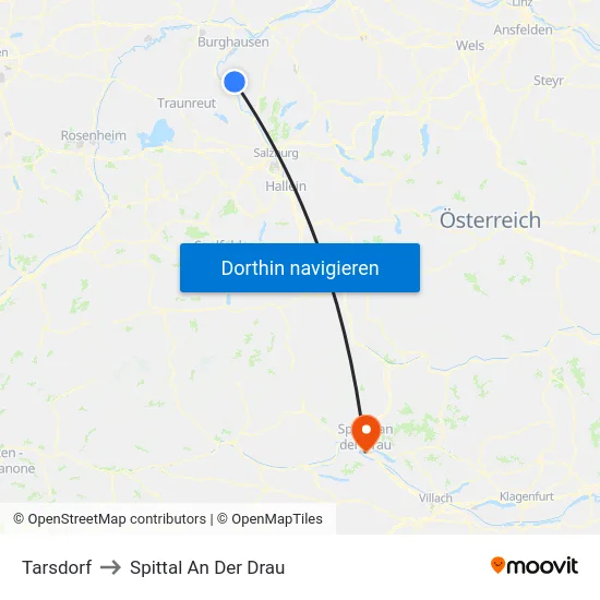 Tarsdorf to Spittal An Der Drau map