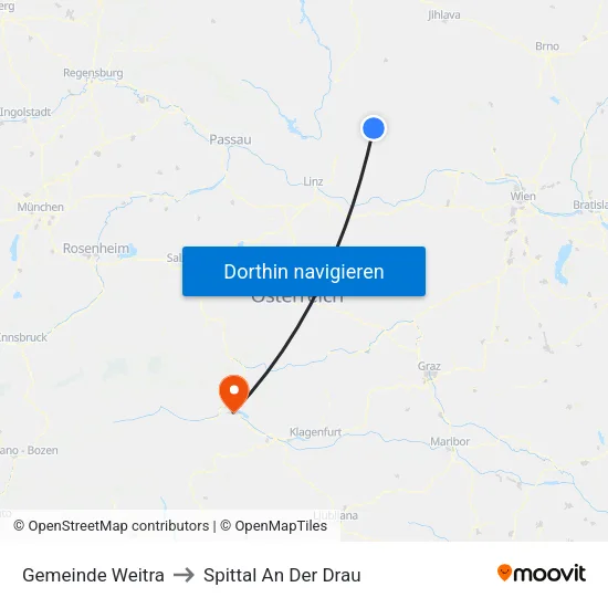 Gemeinde Weitra to Spittal An Der Drau map
