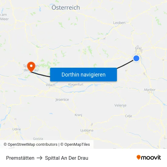 Premstätten to Spittal An Der Drau map