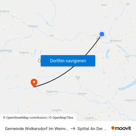 Gemeinde Wolkersdorf Im Weinviertel to Spittal An Der Drau map