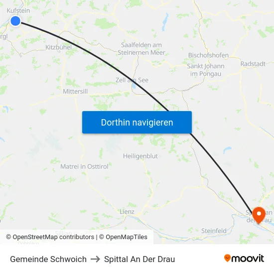 Gemeinde Schwoich to Spittal An Der Drau map