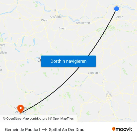 Gemeinde Paudorf to Spittal An Der Drau map