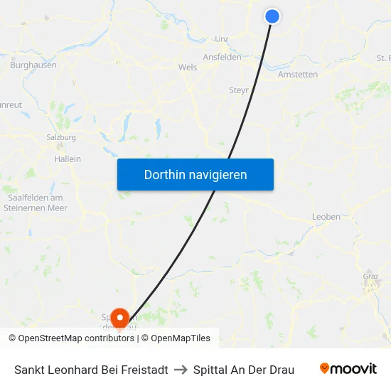 Sankt Leonhard Bei Freistadt to Spittal An Der Drau map