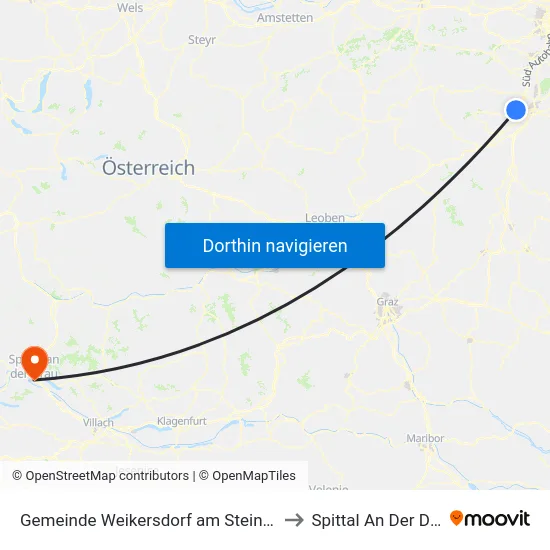 Gemeinde Weikersdorf am Steinfelde to Spittal An Der Drau map