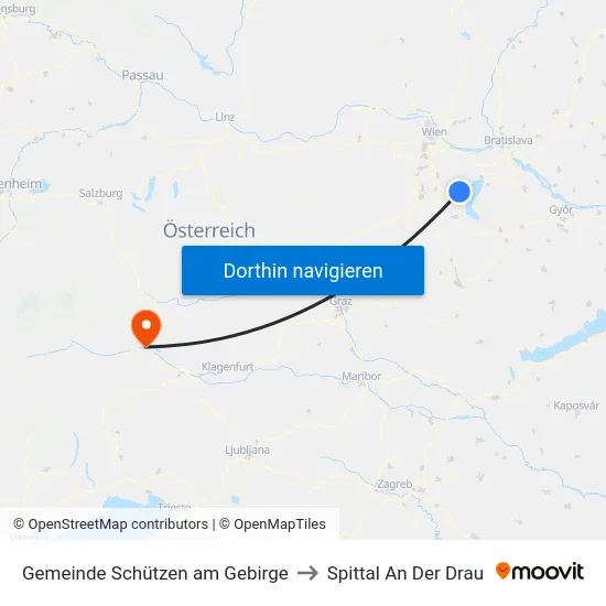 Gemeinde Schützen am Gebirge to Spittal An Der Drau map