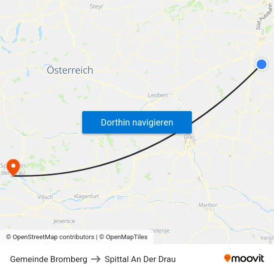 Gemeinde Bromberg to Spittal An Der Drau map