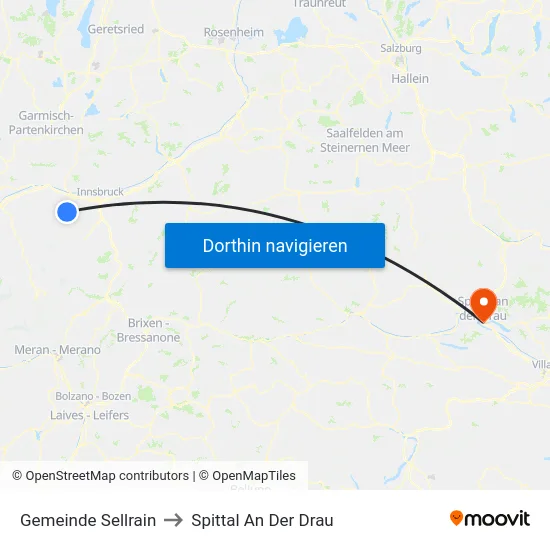Gemeinde Sellrain to Spittal An Der Drau map