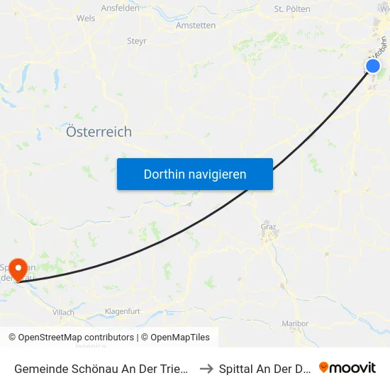 Gemeinde Schönau An Der Triesting to Spittal An Der Drau map