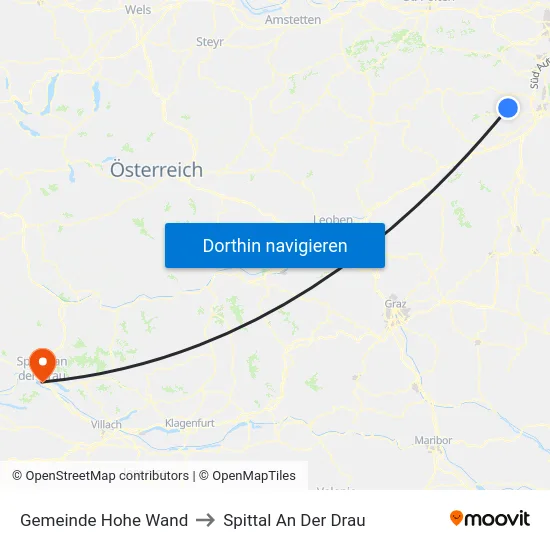 Gemeinde Hohe Wand to Spittal An Der Drau map