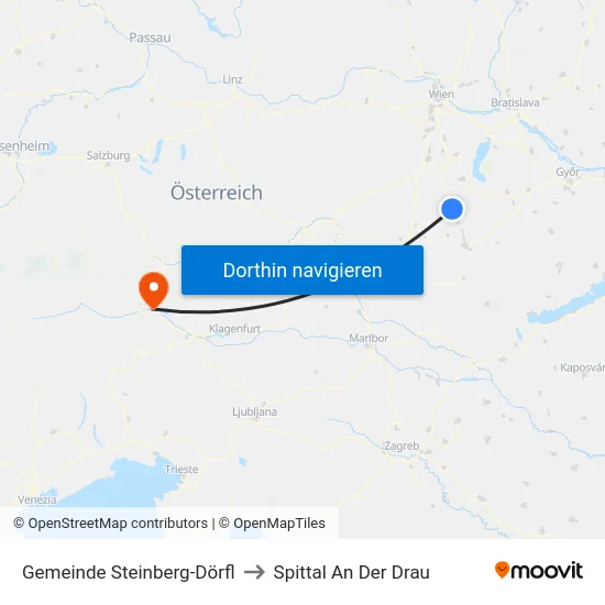 Gemeinde Steinberg-Dörfl to Spittal An Der Drau map