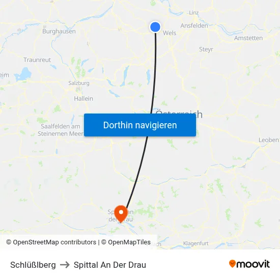 Schlüßlberg to Spittal An Der Drau map