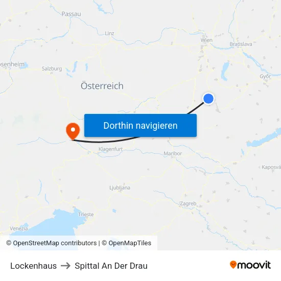 Lockenhaus to Spittal An Der Drau map