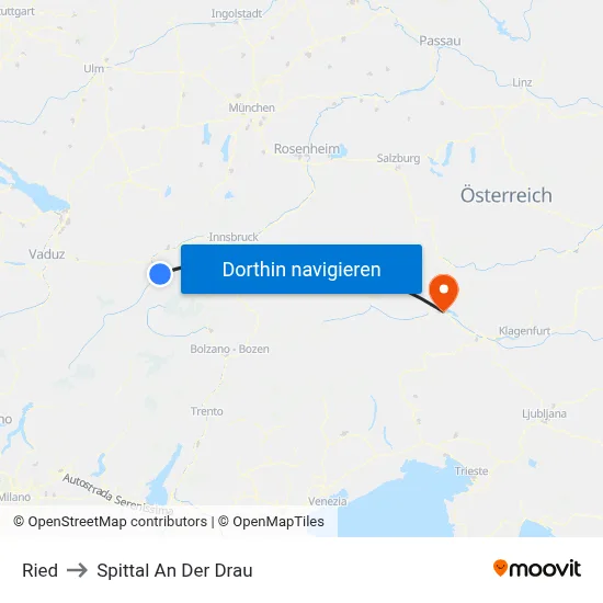 Ried to Spittal An Der Drau map