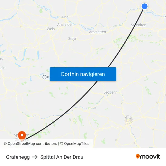 Grafenegg to Spittal An Der Drau map