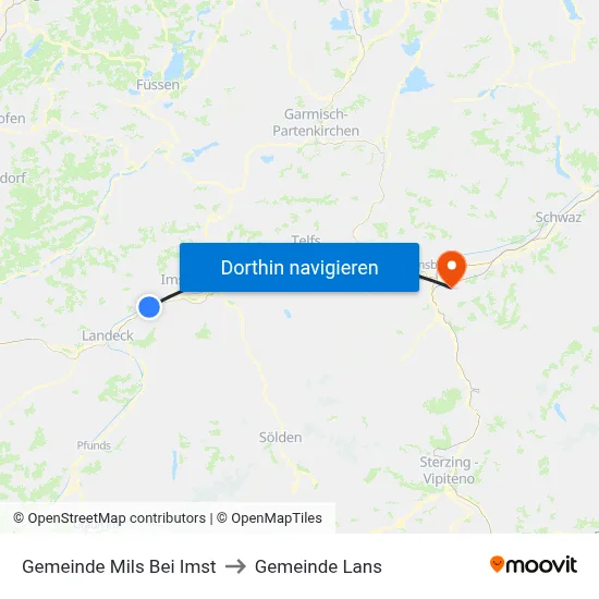 Gemeinde Mils Bei Imst to Gemeinde Lans map