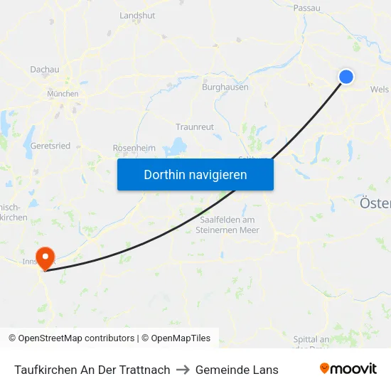 Taufkirchen An Der Trattnach to Gemeinde Lans map