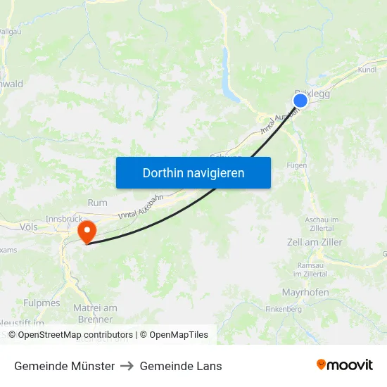Gemeinde Münster to Gemeinde Lans map