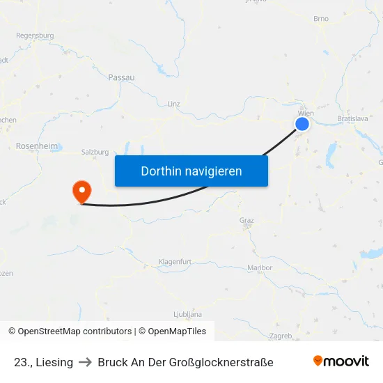 23., Liesing to Bruck An Der Großglocknerstraße map