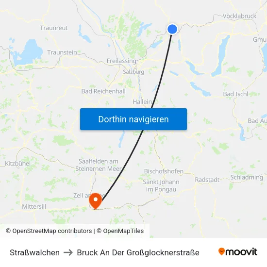 Straßwalchen to Bruck An Der Großglocknerstraße map