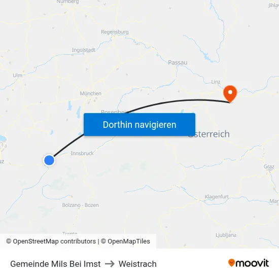 Gemeinde Mils Bei Imst to Weistrach map