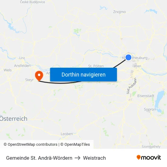 Gemeinde St. Andrä-Wördern to Weistrach map