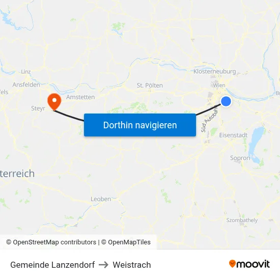 Gemeinde Lanzendorf to Weistrach map