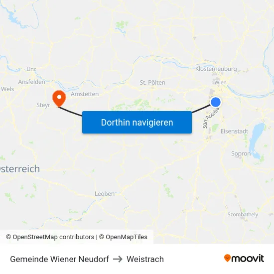 Gemeinde Wiener Neudorf to Weistrach map