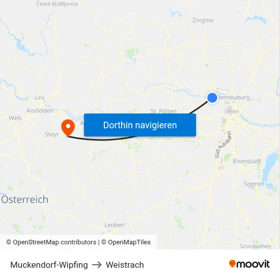Muckendorf-Wipfing to Weistrach map
