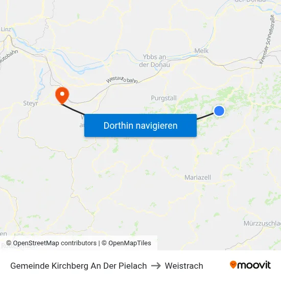 Gemeinde Kirchberg An Der Pielach to Weistrach map