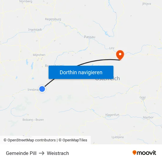 Gemeinde Pill to Weistrach map