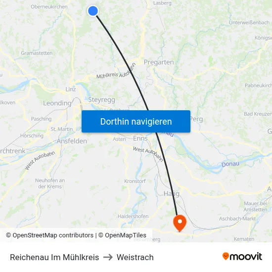 Reichenau Im Mühlkreis to Weistrach map