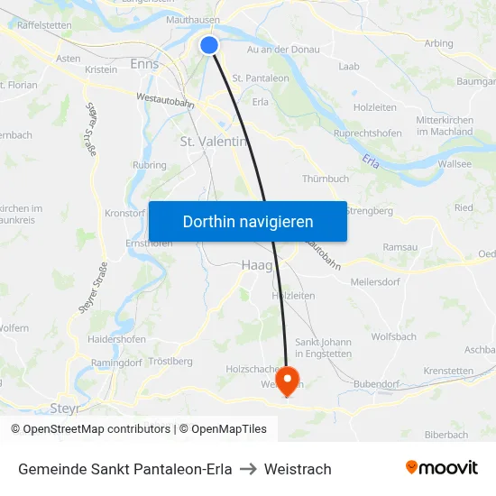 Gemeinde Sankt Pantaleon-Erla to Weistrach map
