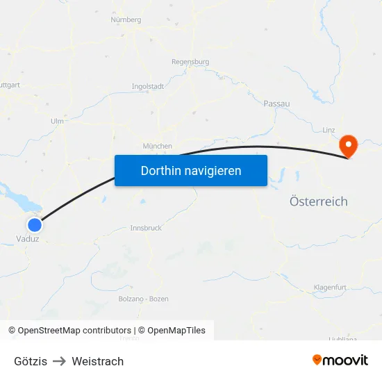 Götzis to Weistrach map