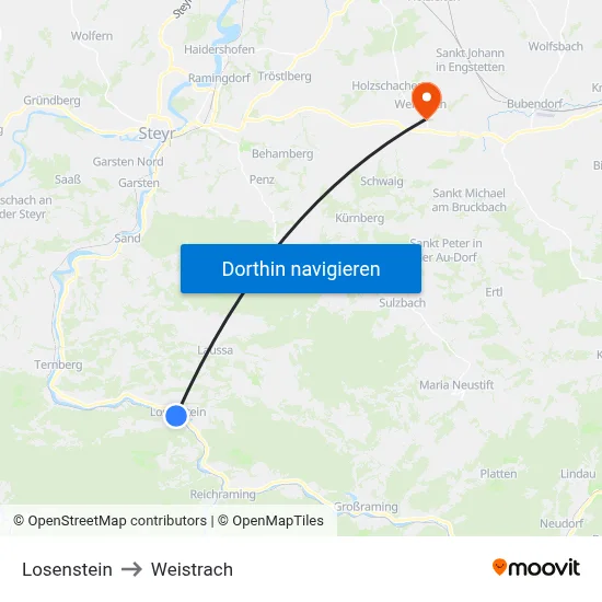 Losenstein to Weistrach map