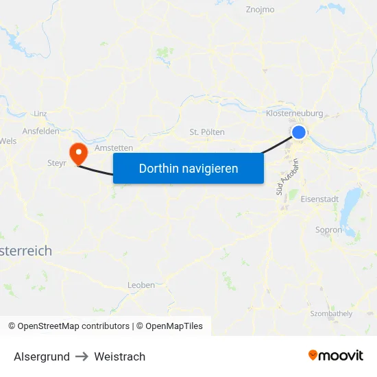 Alsergrund to Weistrach map