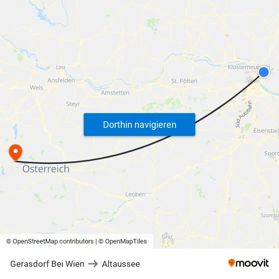 Gerasdorf Bei Wien to Altaussee map