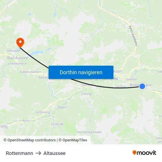 Rottenmann to Altaussee map