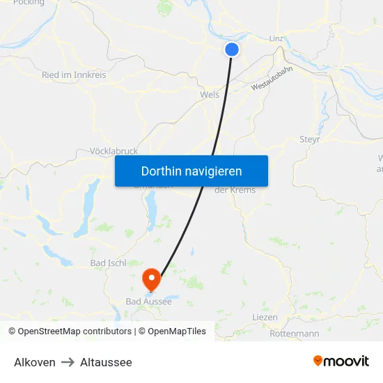 Alkoven to Altaussee map