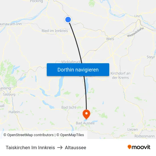 Taiskirchen Im Innkreis to Altaussee map