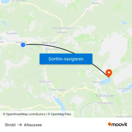 Strobl to Altaussee map