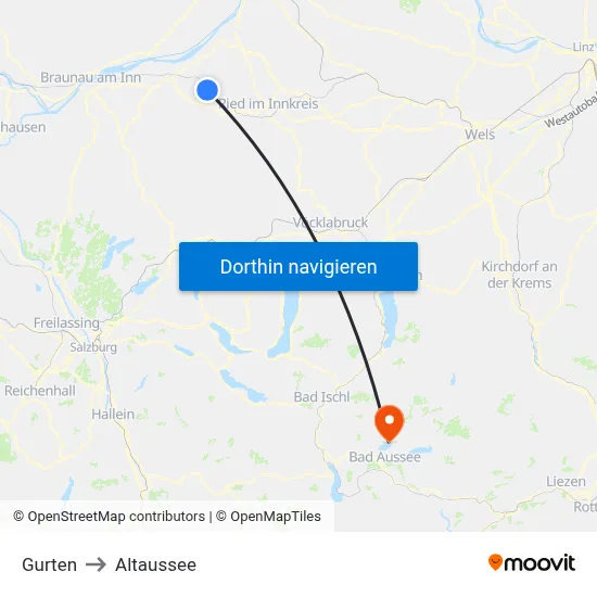 Gurten to Altaussee map