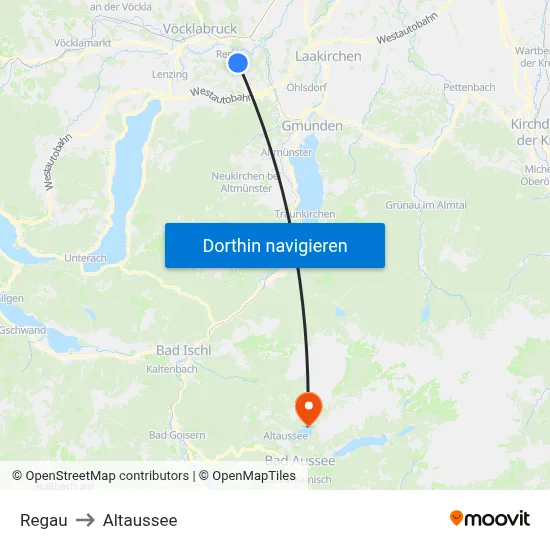 Regau to Altaussee map