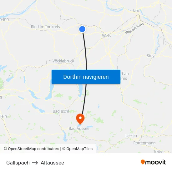 Gallspach to Altaussee map