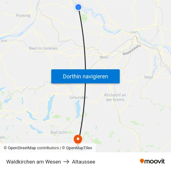 Waldkirchen am Wesen to Altaussee map