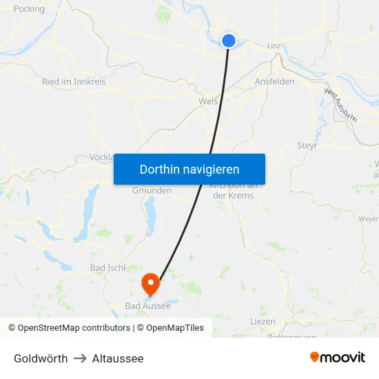 Goldwörth to Altaussee map