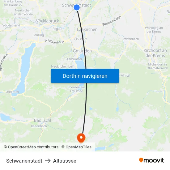 Schwanenstadt to Altaussee map