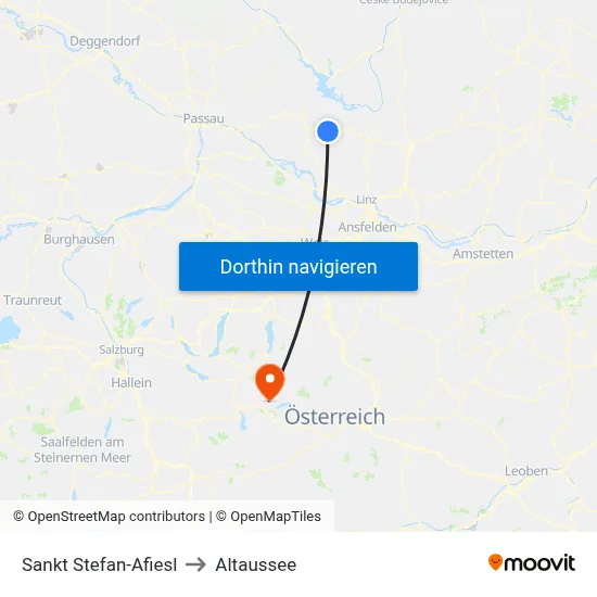 Sankt Stefan-Afiesl to Altaussee map