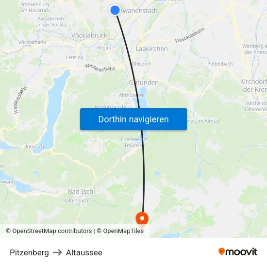 Pitzenberg to Altaussee map